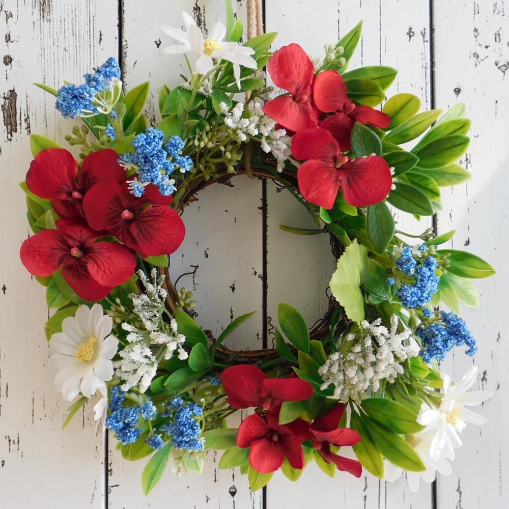 Patriotic Candle Ring Red White Blue Mini Wreath Cabinet Wreath 4th of‎ July